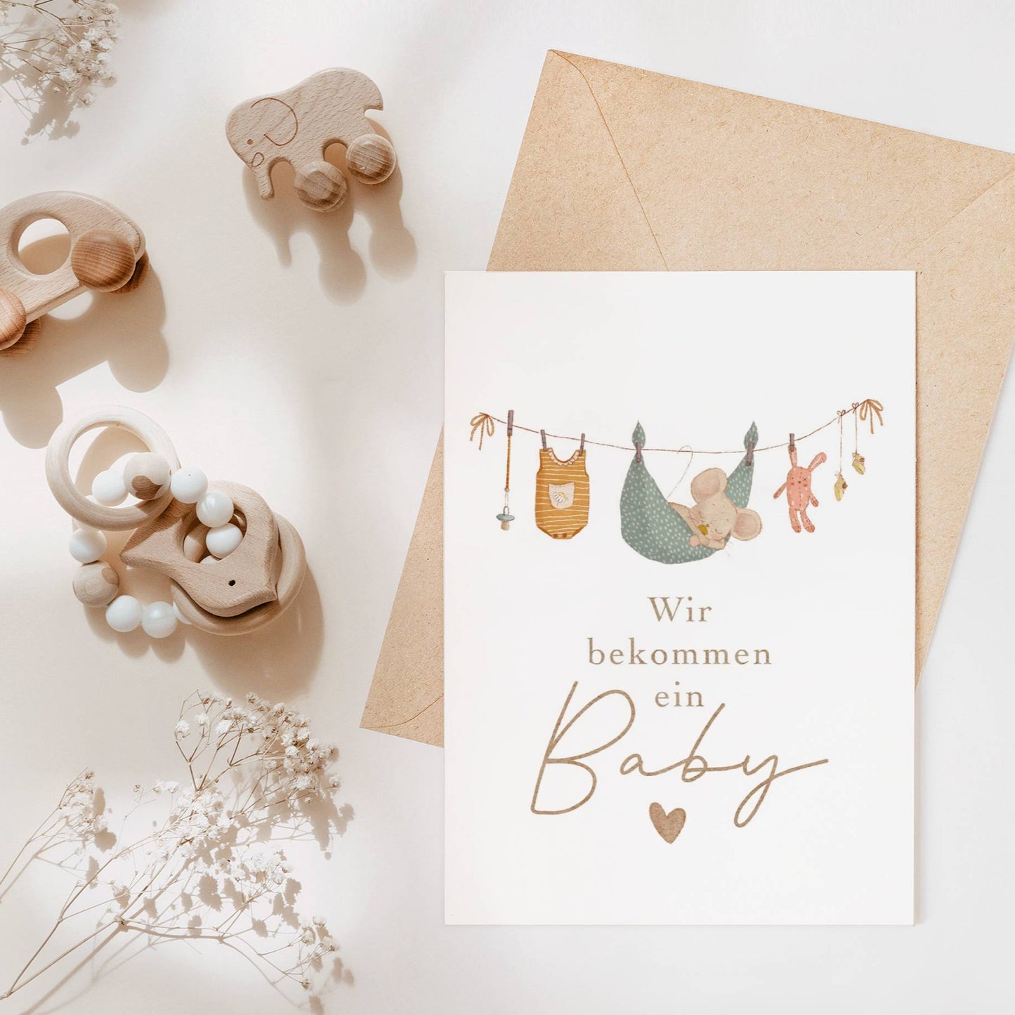 Karte zur Ankündigung einer Schwangerschaft • Wir bekommen ein Baby • A6