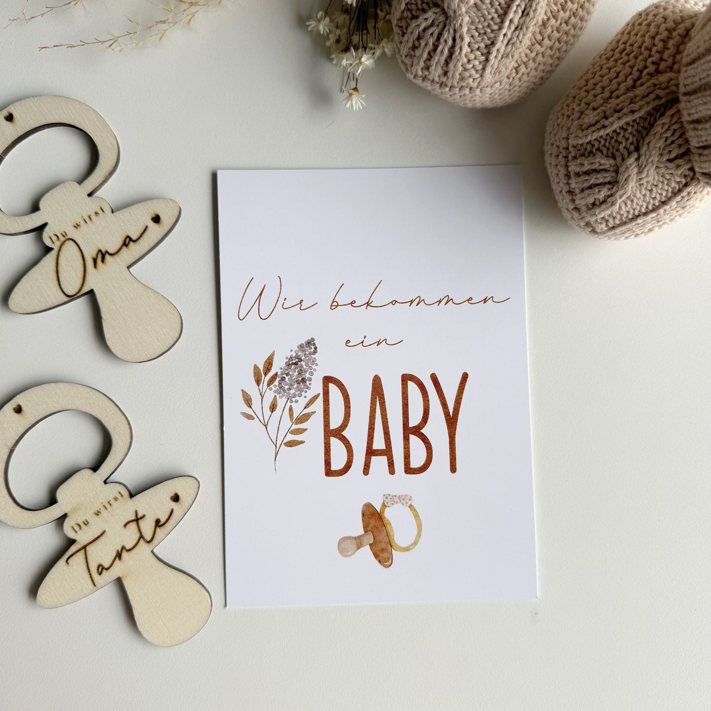 Karte zur Ankündigung einer Schwangerschaft • Wir bekommen ein Baby • A6