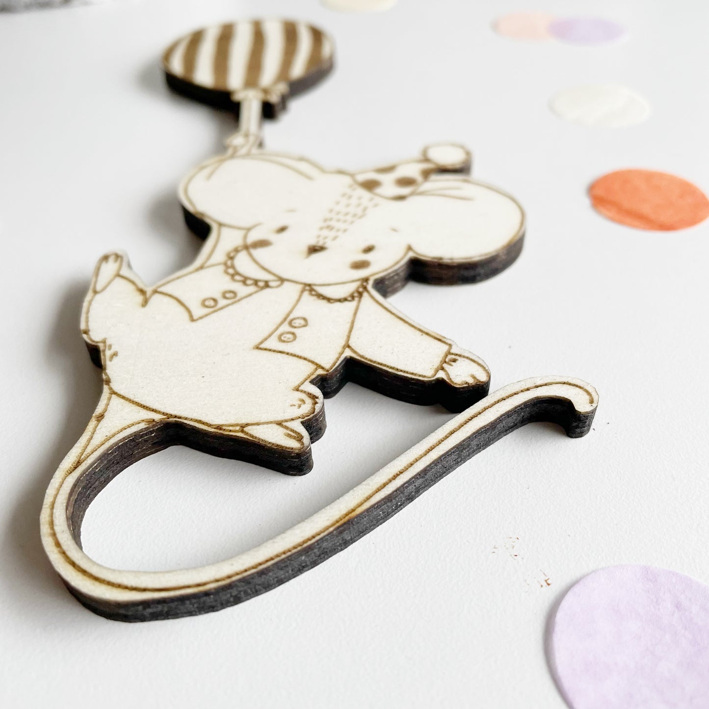 Wandbild Maus mit Ballon aus Holz