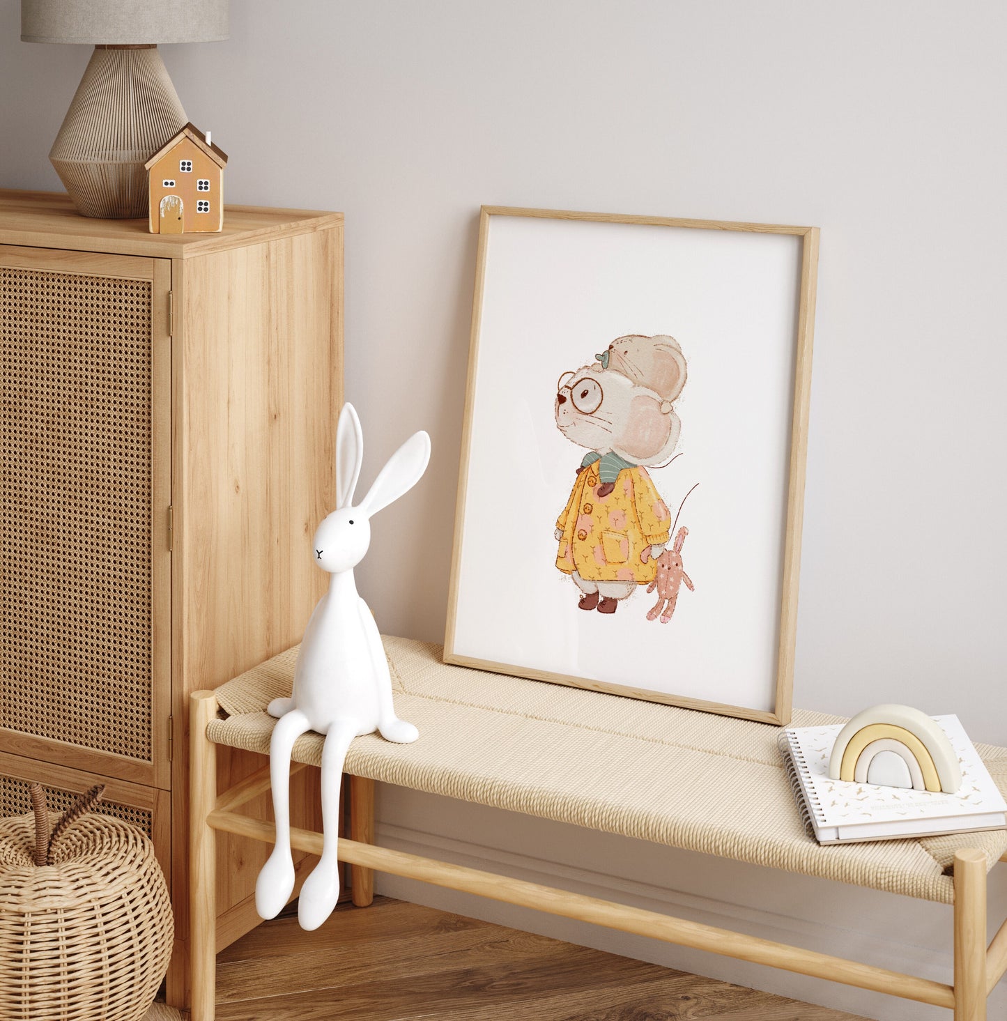 Poster mit Mama und Baby-Maus • Wandbild für Kinderzimmer und Babyzimmer • A4