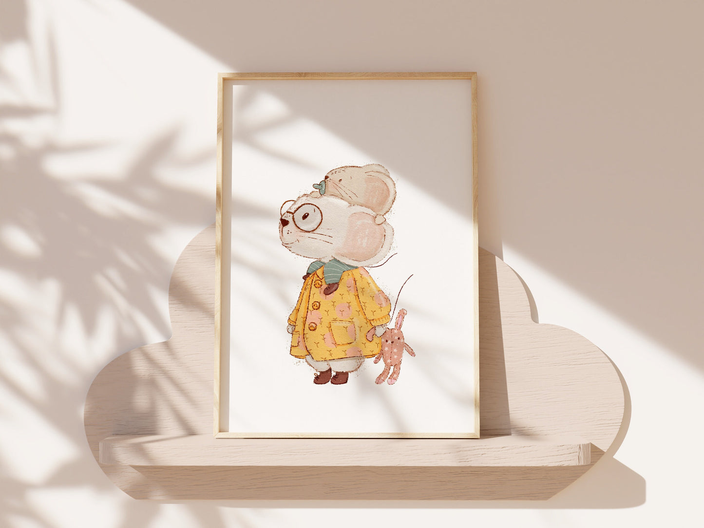 Poster mit Mama und Baby-Maus • Wandbild für Kinderzimmer und Babyzimmer • A4