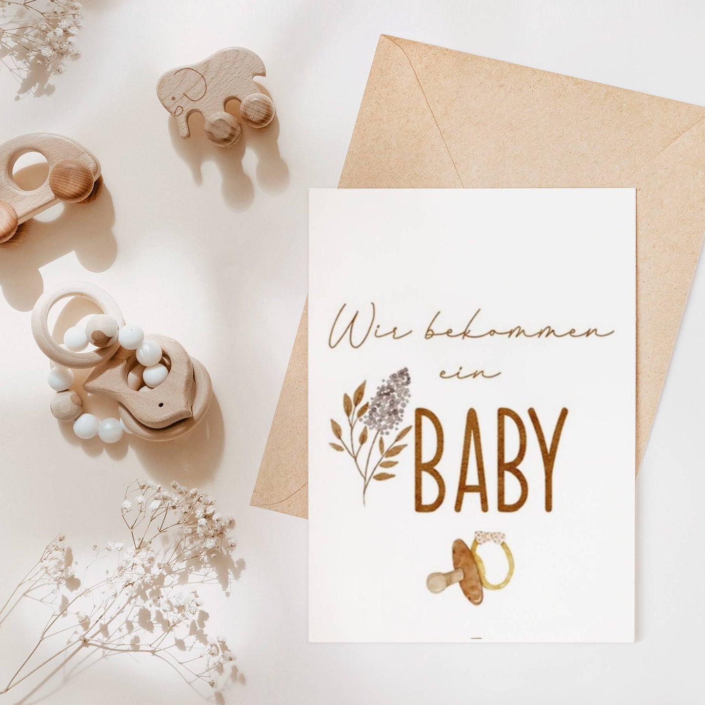 Karte zur Ankündigung einer Schwangerschaft • Wir bekommen ein Baby • A6