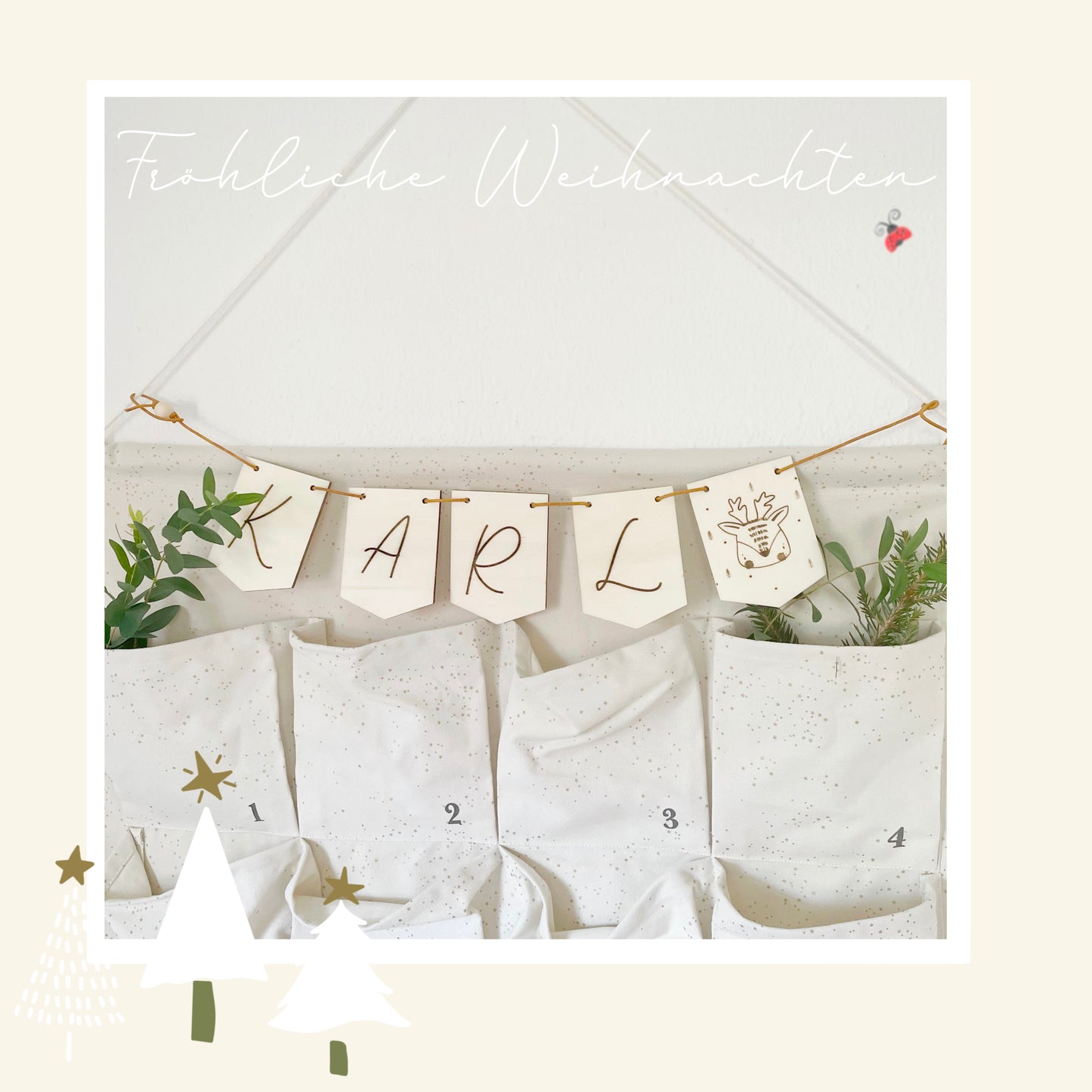 Personalisierte Holzwimpelkette mit Wunschname