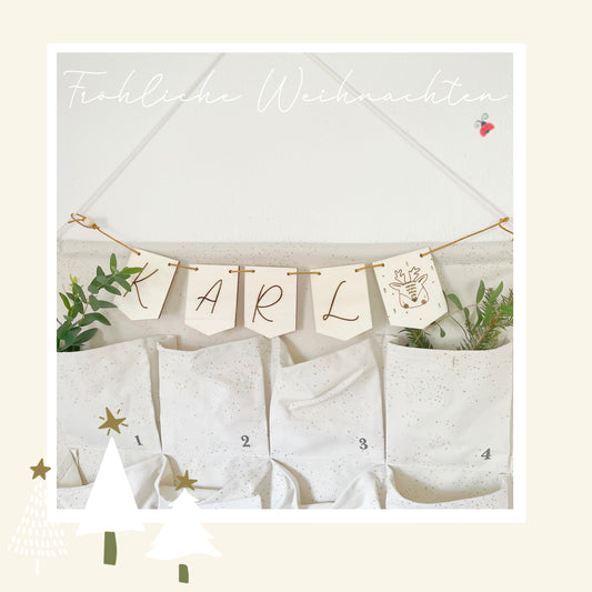 Personalisierte Holzwimpelkette mit Wunschname