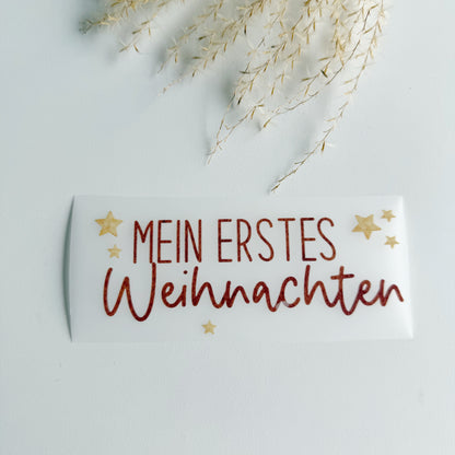 Bügelbild "Mein erstes Weihnachten" • Schriftzug zum Aufbügeln • Babykleidung zu Weihnachten