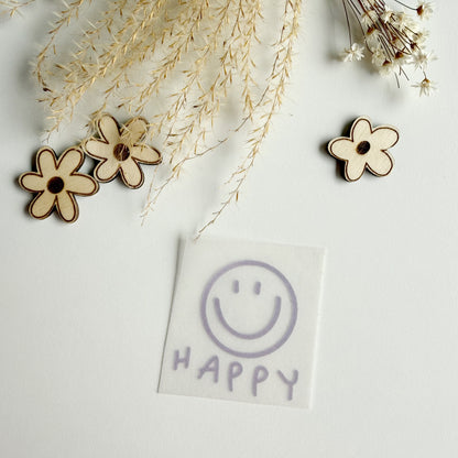 Bügelbild Smiley Happy aus Flockfolie • Bild zum Aufbügeln
