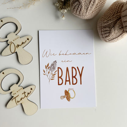 Karte zur Ankündigung einer Schwangerschaft • Wir bekommen ein Baby • A6