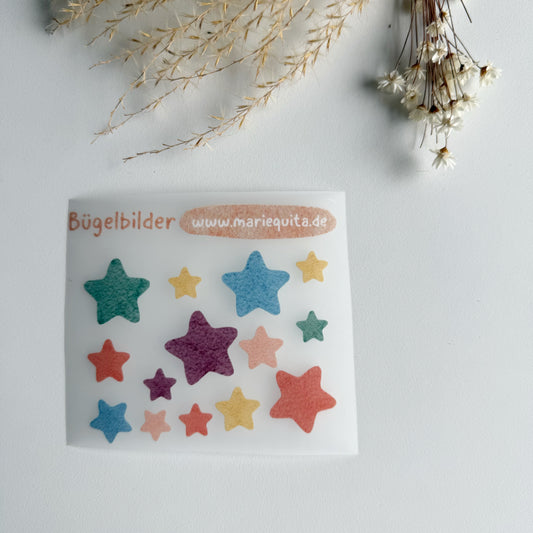 Bügelbilder bunte Sterne • Bild zum Aufbügeln • Bügelpatches