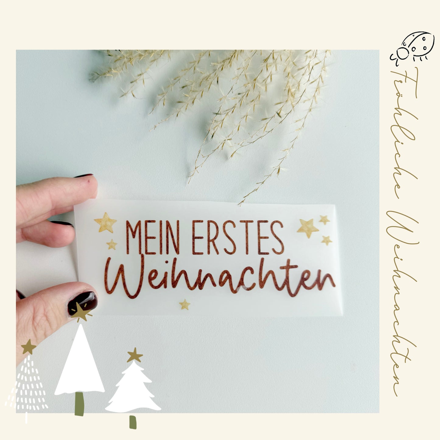 Bügelbild "Mein erstes Weihnachten" • Schriftzug zum Aufbügeln • Babykleidung zu Weihnachten