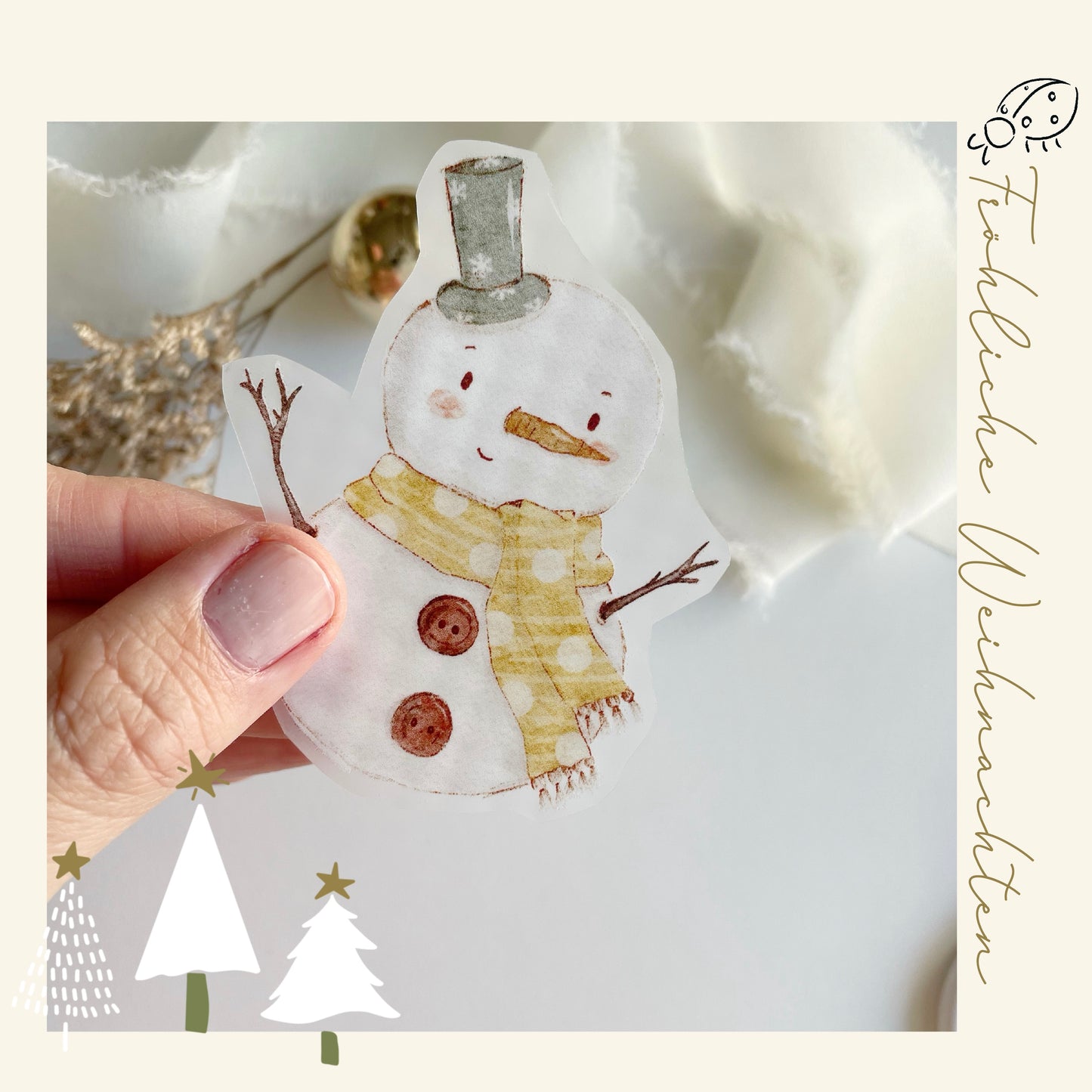 Bügelbild Schneemann • Applikation für Textilien