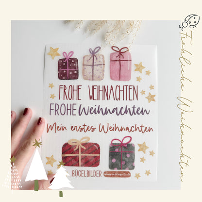 Bügelbilder Weihnachten • Bügelpatches für Adventskalender • Motive Geschenke, Sterne und mehr