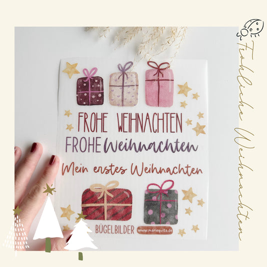 Bügelbilder Weihnachten • Bügelpatches für Adventskalender • Motive Geschenke, Sterne und mehr