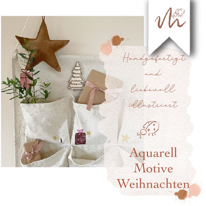 Bügelbilder Weihnachten • Bügelpatches für Adventskalender • Motive Geschenke, Sterne und mehr