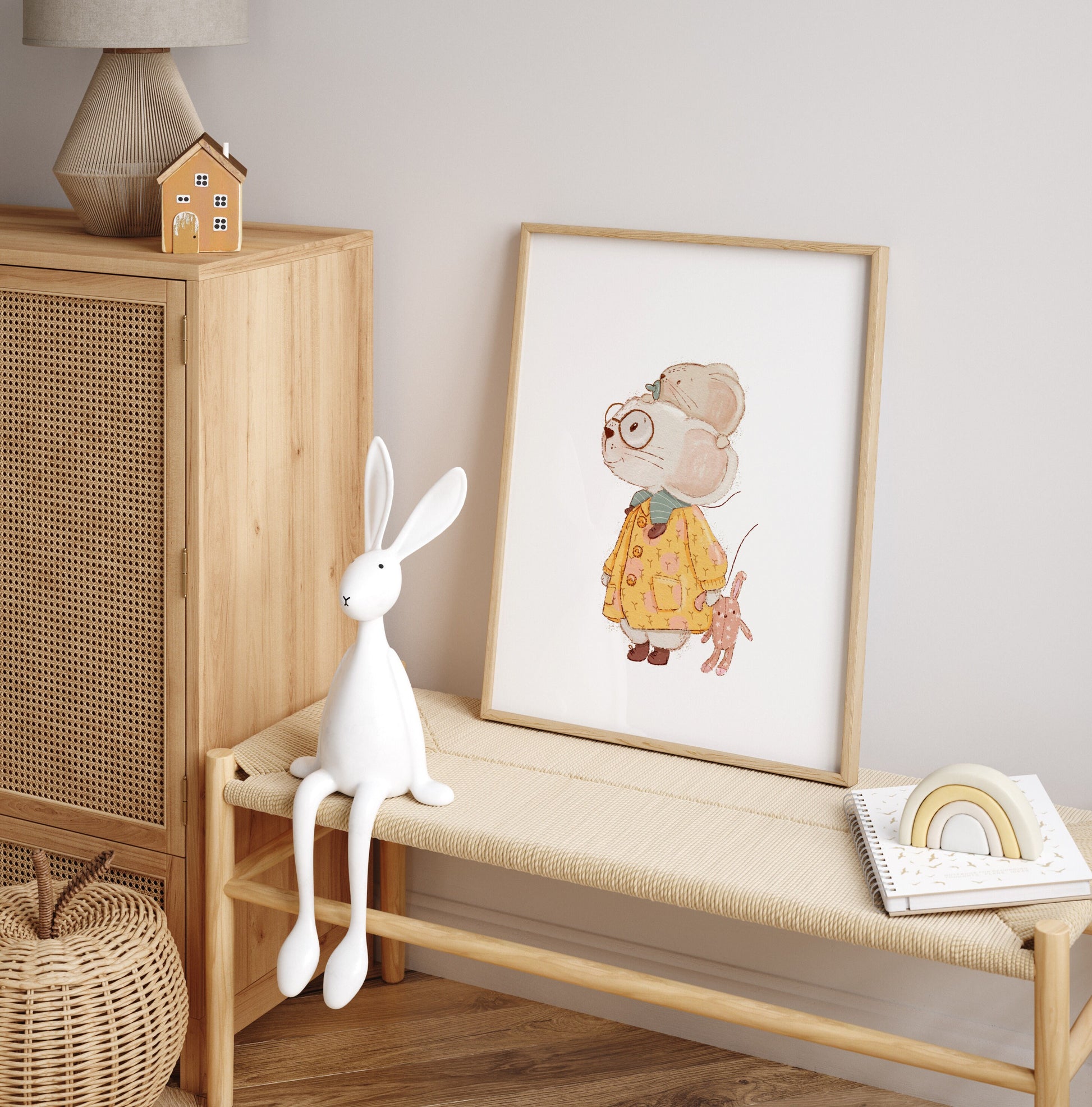Poster mit Mama und Baby-Maus • Wandbild für Kinderzimmer und Babyzimmer • A4